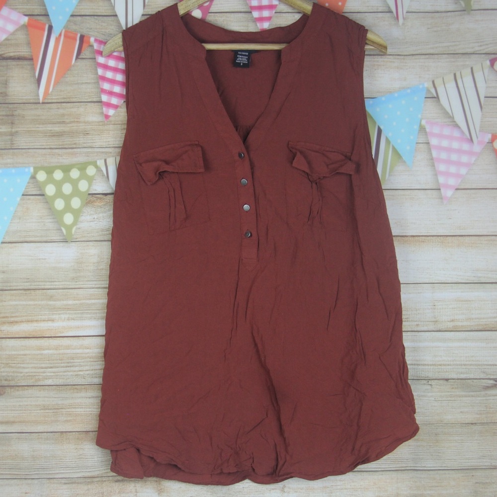 Torrid Harper Brick Red Challis Sleeveless Blouse - Picture 2 of 11